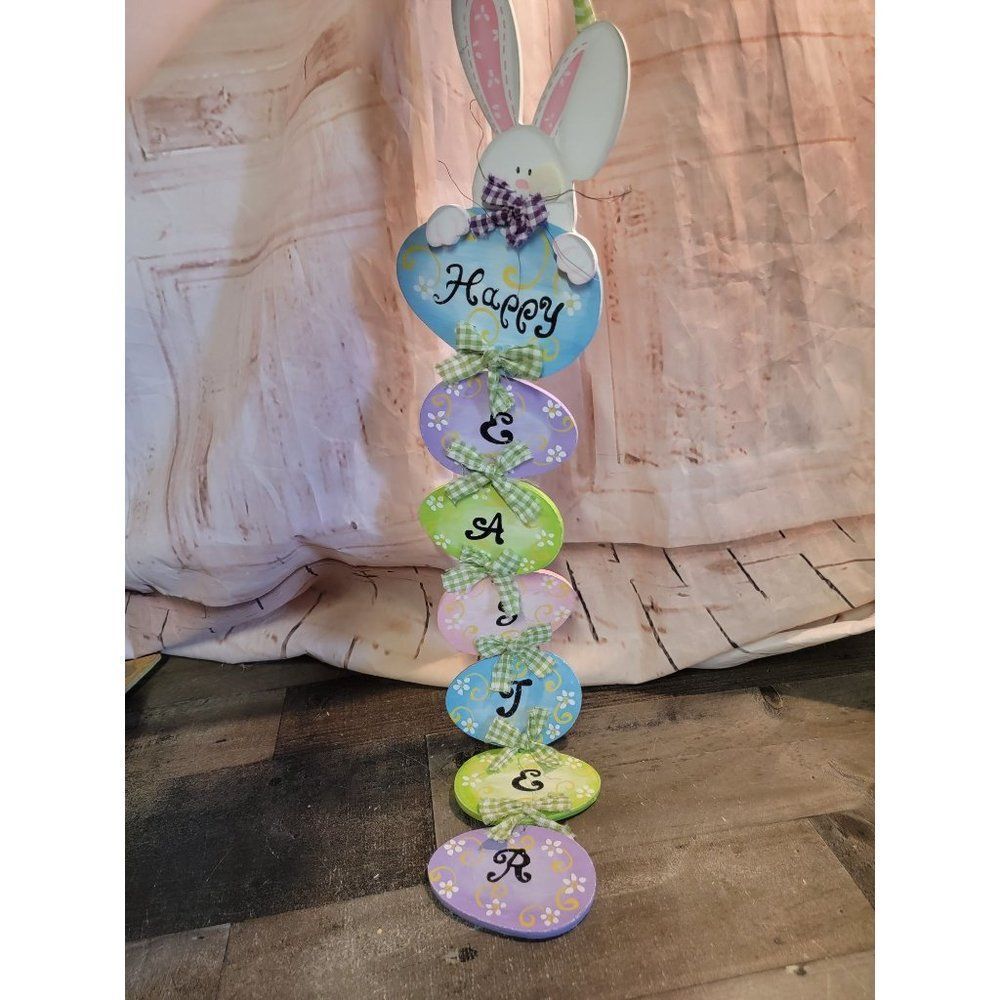 Happy Easter egg bunny Decor sign spring